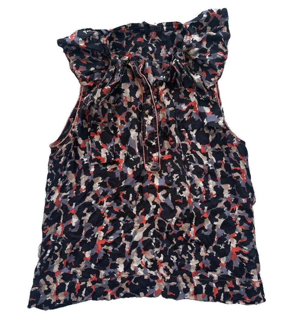 BCBG Max Azria 100% Silk Patterned Sleeveless Blouse Women’s Medium